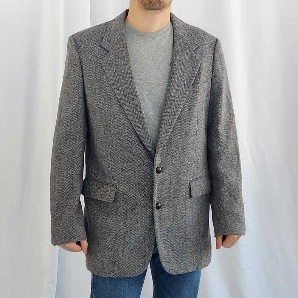 90s Gray Plaid Blazer